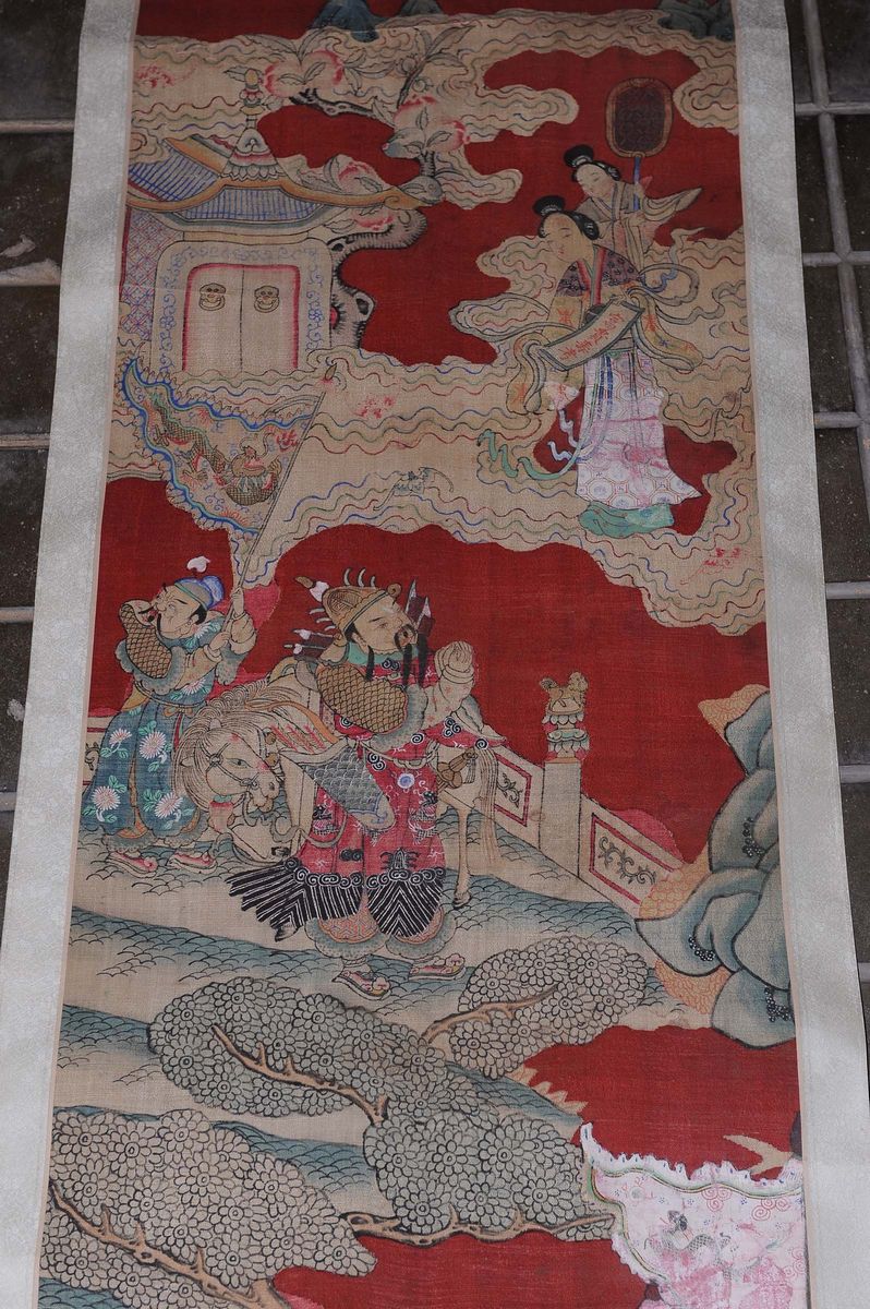Quattro Pannelli Dipinti su Tessuto, Cina