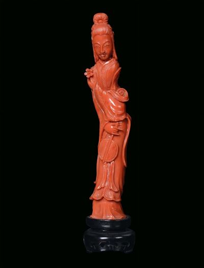 Figurina Femminile in Corallo, Cina, Dinastia Qing, XIX Secolo