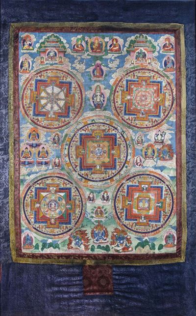 Thangka con Cinque Medaglioni, Tibet, XVIII Secolo