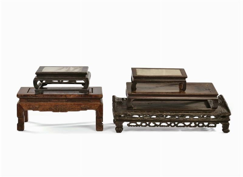 Cinque mobili in miniatura in legno Homu, Cina, Dinastia Qing, XIX secolo  - Asta Fine Chinese Works of Art - Cambi Casa d'Aste