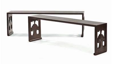 Coppia di Panche in Legno di Homu, Cina, Dinastia Qing, Inizio XX Secolo