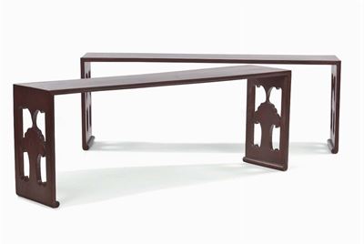 Coppia di Panche in Legno di Homu, Cina, Dinastia Qing, Inizio XX Secolo