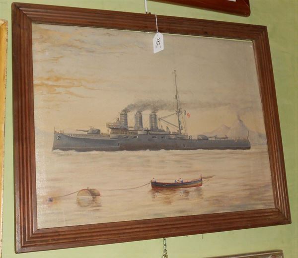 Anonimo del XX secolo Ritratto della nave da guerra Roma