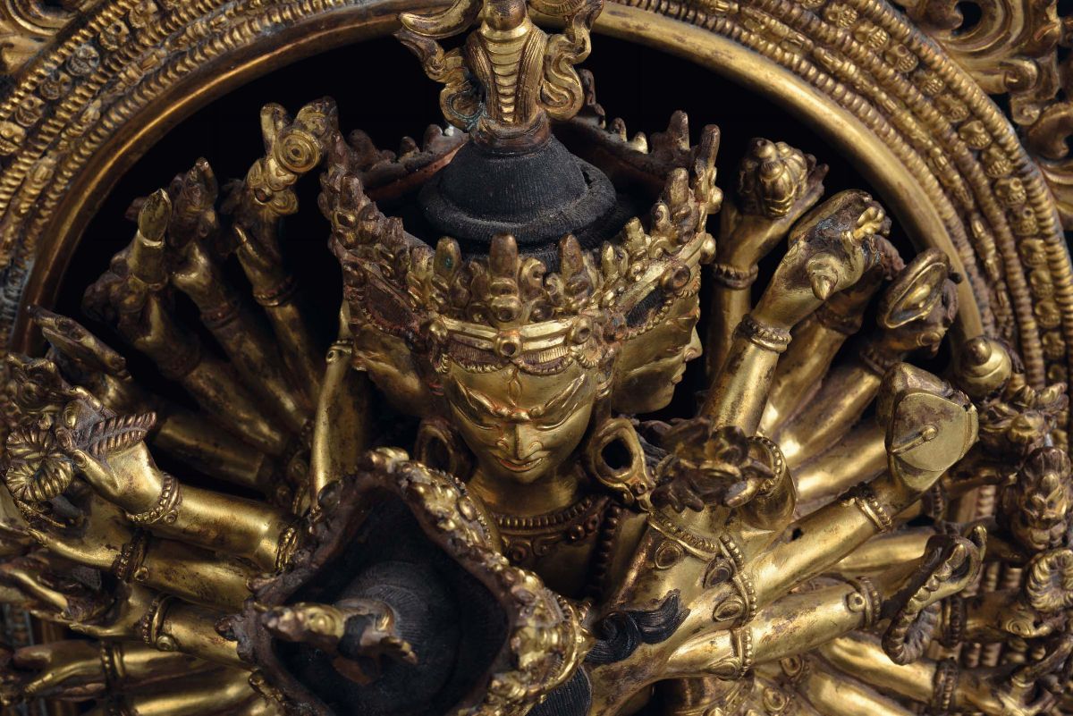 Grande Yamantaka in Bronzo Dorato, Cina, Dinastia Qing, XIX Secolo