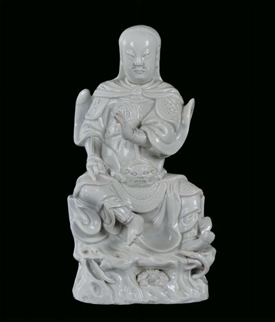Saggio Seduto in Porcellana Blanc De Chine, Cina, Dehua, Dinastia Qing,epoca Kangxi (1662-1722)