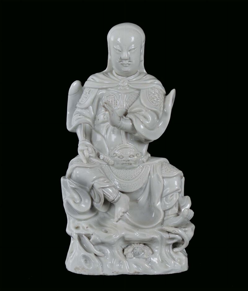 Sitting Blanc de Chine porcelain wise man, China, Dehua, Qing Dynasty, Kangxi period (1662-1722) h cm 23  - Auction Fine Chinese Works of Art - Cambi Casa d'Aste