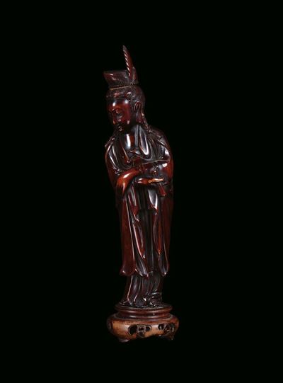 Figurina di Guanyin Avorio Tinto, Cina, Dinastia Qing, XIX Secolo