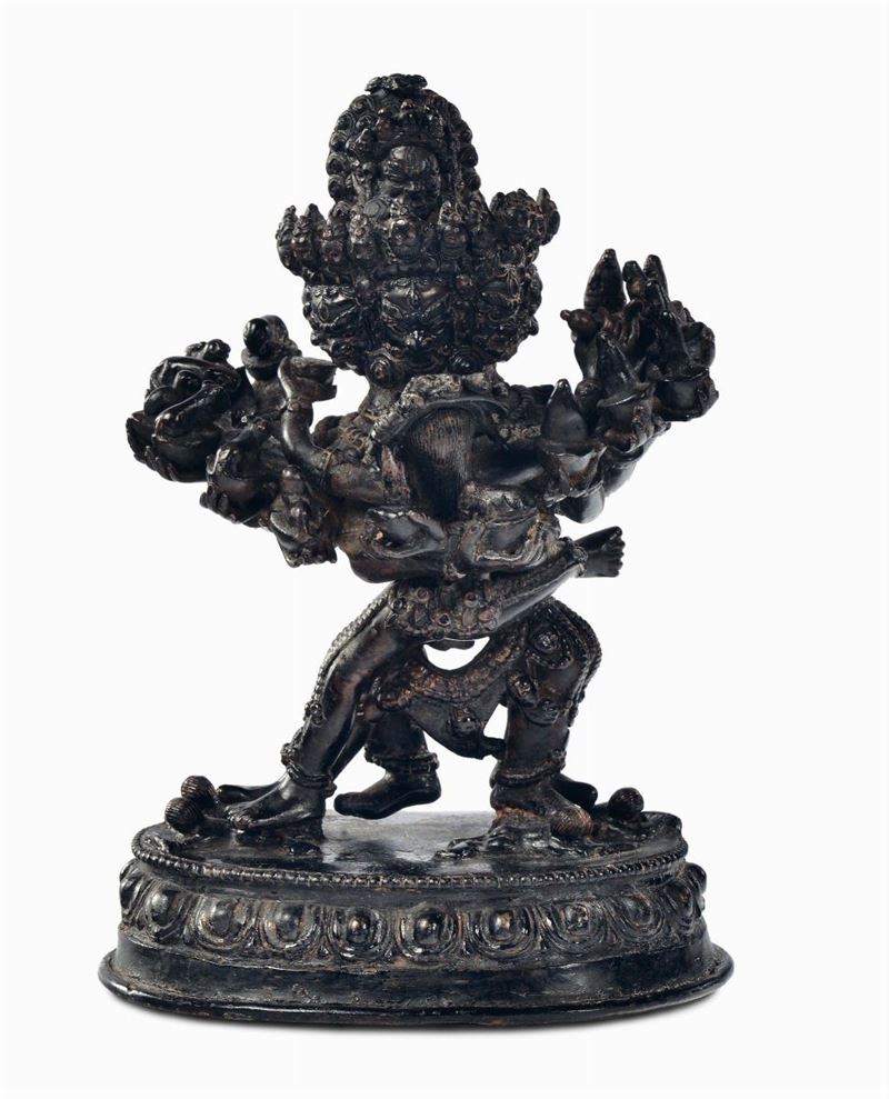 Yamantahaka in bronzo a patina scura. Tibet , XVIII secolo  - Asta Fine Chinese Works of Art - Cambi Casa d'Aste
