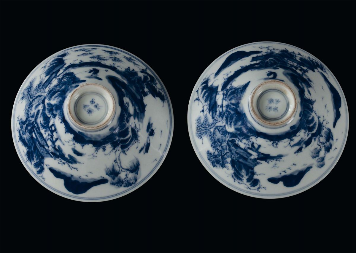 Coppia di Coppette in Porcellana, Cina, Dinastia Qing, XIX Secolo