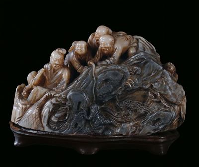 Sigillo Saponaria Raffigurante Pescatori, Cina, Dinastia Qing, XIX Secolo
