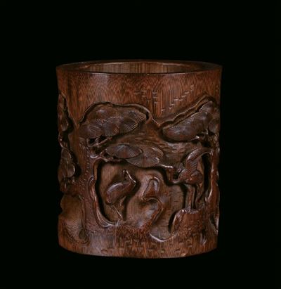 Porta Pennelli in Bamboo Intagliato, Cina, Dinastia Qing, XIX Secolo