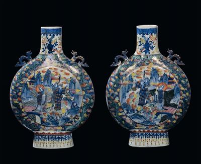 Coppia di Fiasche in Porcellana Ducai, Cina, Dinastia Qing, XIX Secolo