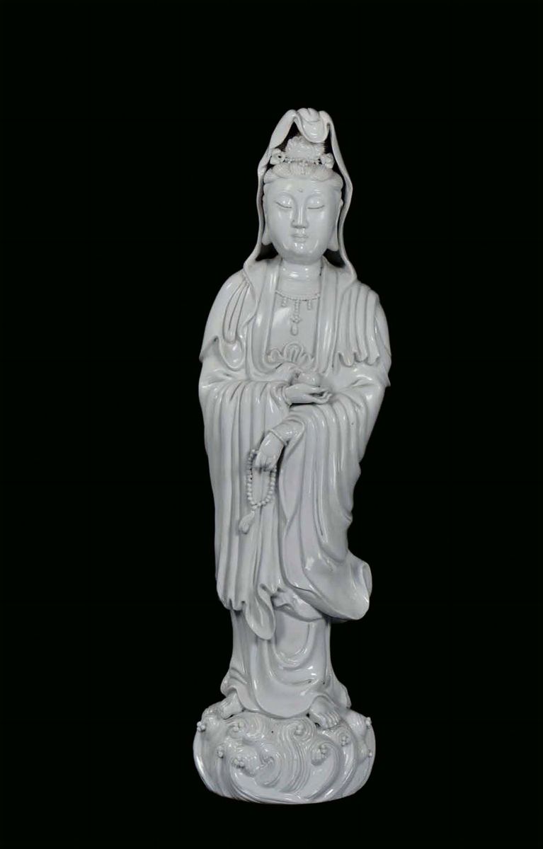 Guanyin in Porcellana Blanc De Chine, Cina, Dinastia Qing, XIX Secolo