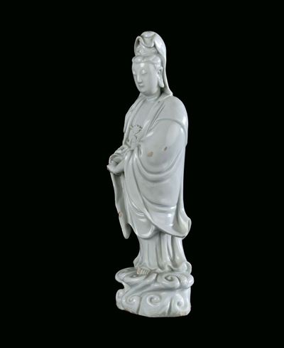 Guanyin in Porcellana Blanc De Chine, Cina, Dinastia Qing, XIX Secolo