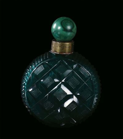 Snuff Bottle in Vetro Intagliato, Dinastia Qing, XIX Secolo