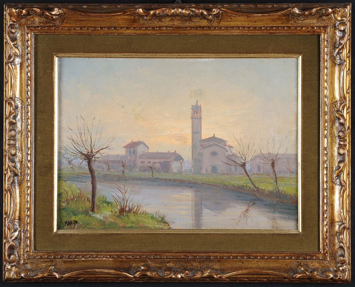 Anonimo del XX Secolopaesaggio con Fiume Paesaggio con Pastorella e Pecora