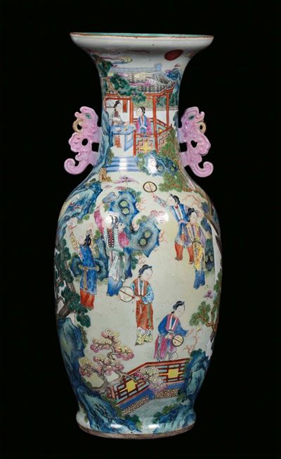Vaso in Porcellana Policroma, Cina, Dinastia Qing, Fine XIX Secolo