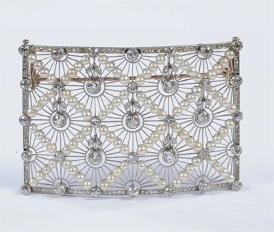 Chocker con Perline e Diamanti di Vecchio Taglio