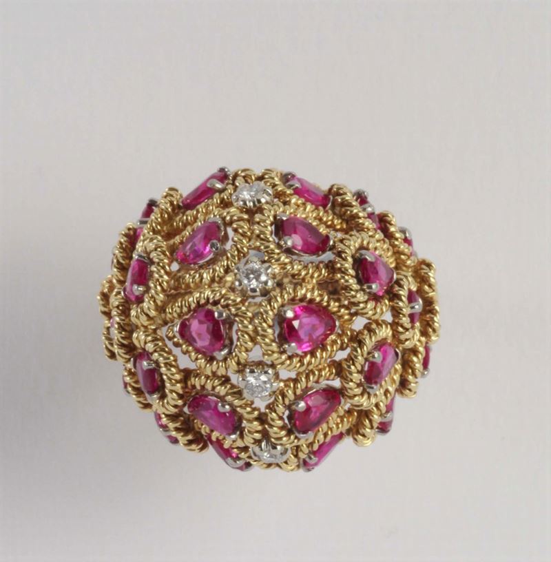 A ruby and rose-cut diamond ring  - Auction Silver, Ancient and Contemporary Jewels - Cambi Casa d'Aste