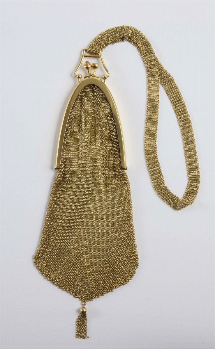 A 20th century gold mesh bag  - Auction Silver, Ancient and Contemporary Jewels - Cambi Casa d'Aste
