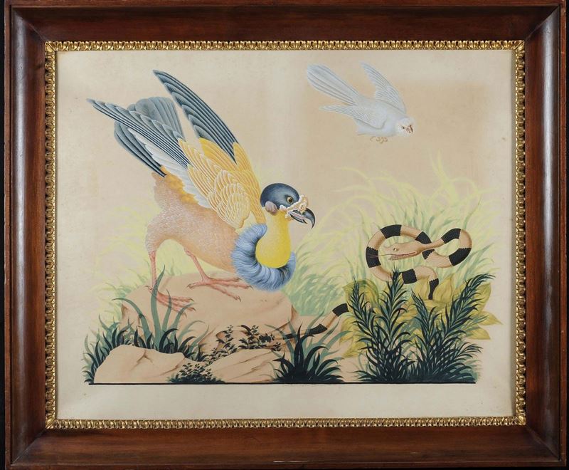 Vittorio Raineri (1797-1869) Uccello con serpente, 1837  - Asta Dipinti Antichi - Cambi Casa d'Aste