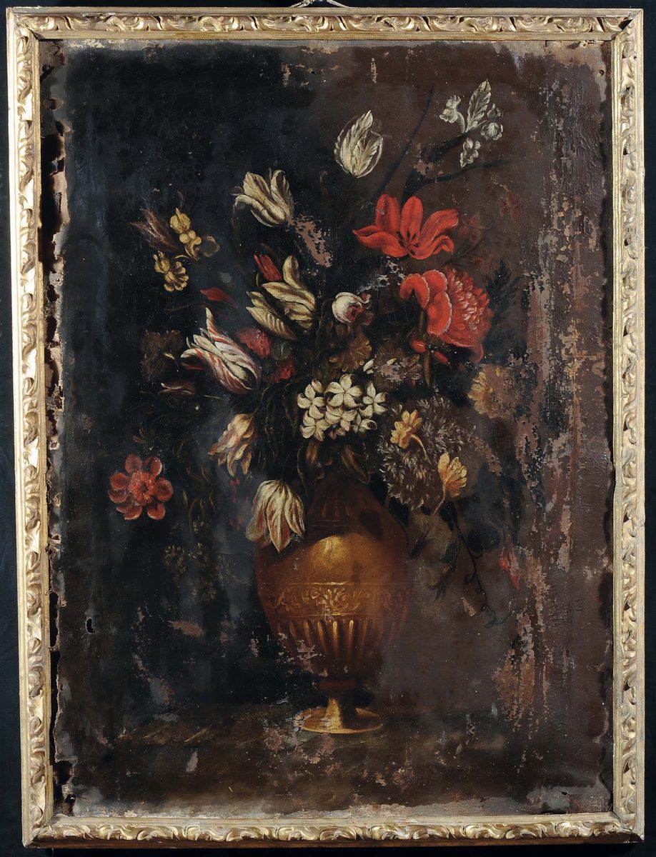 Scuola Napoletana del XVIII Secolocoppia di Nature Morte con Fiori