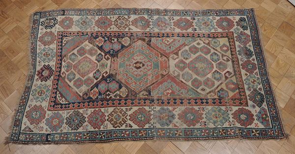 Tappeto caucasico Kazak, fine XIX secolo