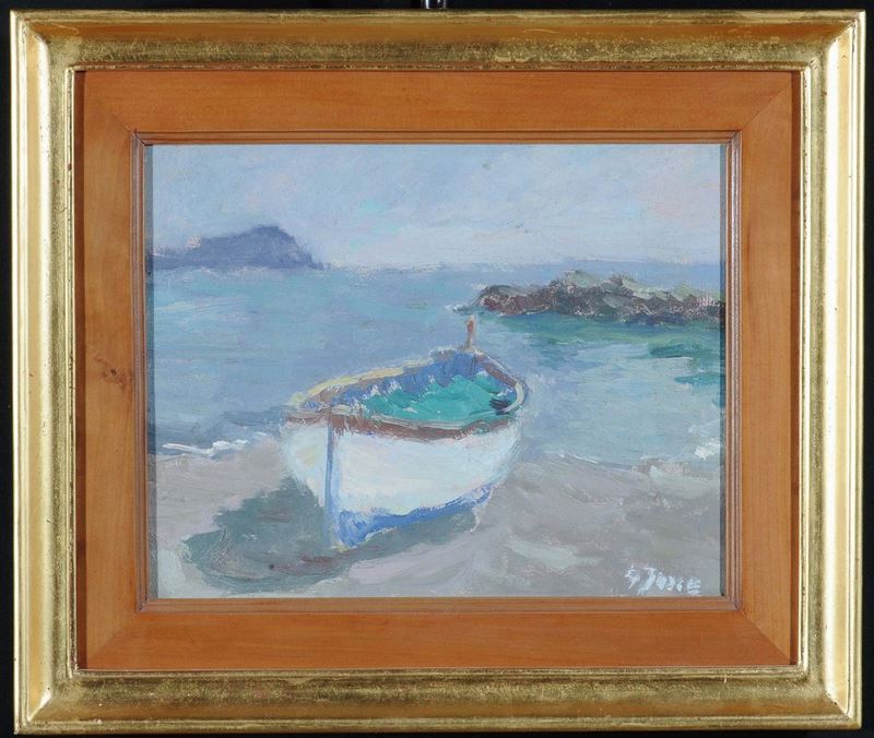 Giovanni Fasce (1936-2006) Gozzo sulla spiaggia  - Auction Antique and Old Masters - II - Cambi Casa d'Aste