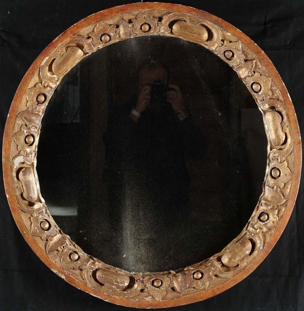 Cornice circolare in legno intagliato e dorato, Firenze XVI secolo