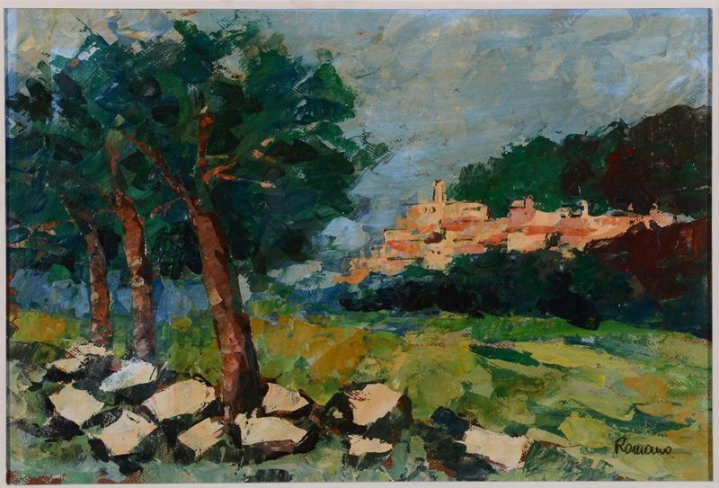 Francesco Romano (1880-1924) Paese con oliveta  - Auction 19th and 20th Century Paintings - Cambi Casa d'Aste
