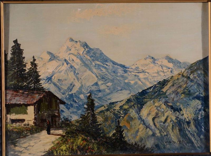 Alfredo Oggioni Paesaggio montano  - Auction 19th and 20th Century Paintings - Cambi Casa d'Aste