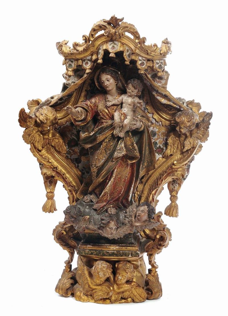 Madonna con Bambino entro residenza, Genova XVII secolo  - Auction An important Genoese Heritage - I - Cambi Casa d'Aste