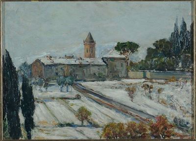 Guido Meineri (1869-1944)paesaggio Innevato