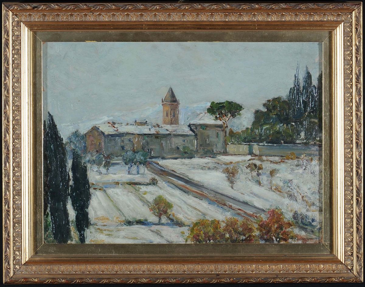 Guido Meineri (1869-1944)paesaggio Innevato