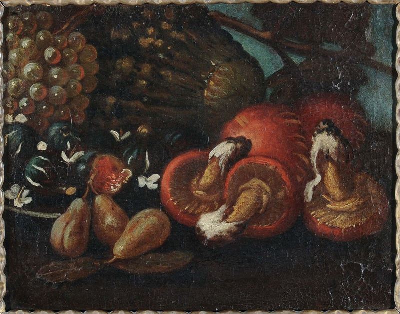 Scuola del XVII secolo Natura morta con funghi  - Auction An important Genoese Heritage - I - Cambi Casa d'Aste