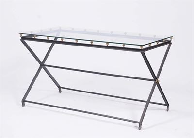 Tavolo in Ferro con Piano in Vetro, XX Secolo