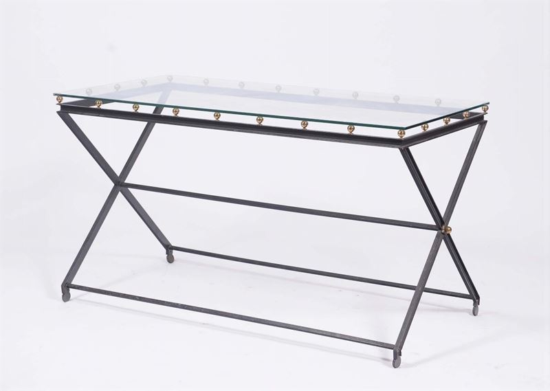 Tavolo in ferro con piano in vetro, XX secolo  - Auction Time Auction 3-2014 - Cambi Casa d'Aste