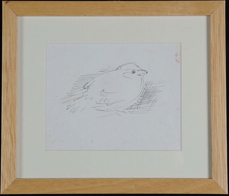 Oscar Saccorotti: Uccello, china su carta, cm 18x15  - Auction Antique and Old Masters - II - Cambi Casa d'Aste