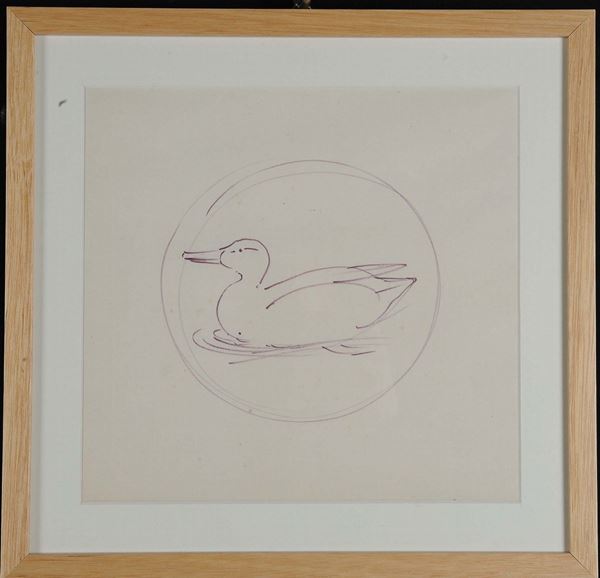 Oscar Saccorotti: Anatra, matita su carta, cm 27x28