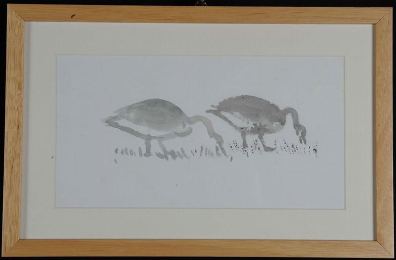 Oscar Saccorotti: Due oche, acquarello, cm 30x19  - Auction Antique and Old Masters - II - Cambi Casa d'Aste