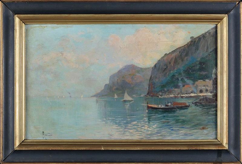 Oscar Ricciardi (1864-1935) Veduta del golfo di Sorrento  - Asta Dipinti del XIX e XX secolo - Cambi Casa d'Aste