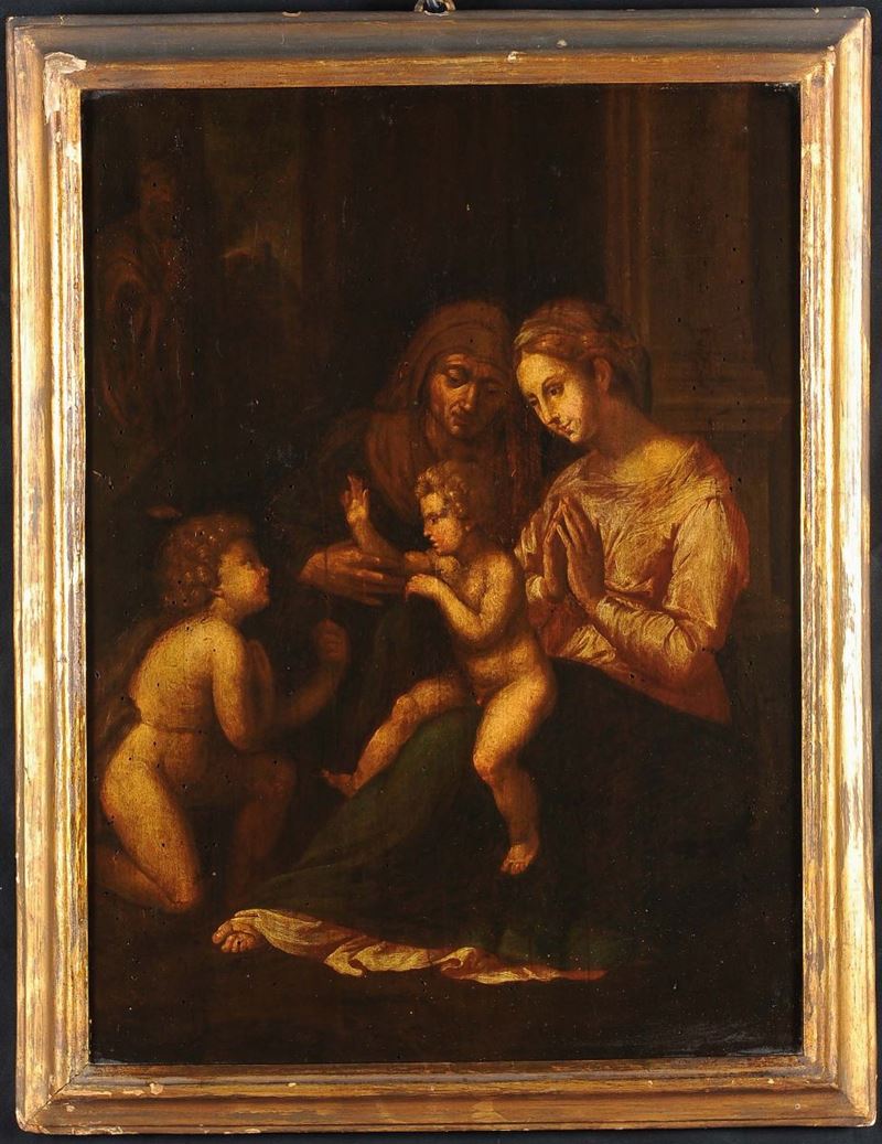 Anonimo del XX secolo Madonna con Bambino e Santa  - Asta Antiquariato e Dipinti Antichi - II - Cambi Casa d'Aste
