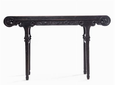 Console in Legno di Homu Intagliato, Cina, Dinastia Qing, XIX Secolo