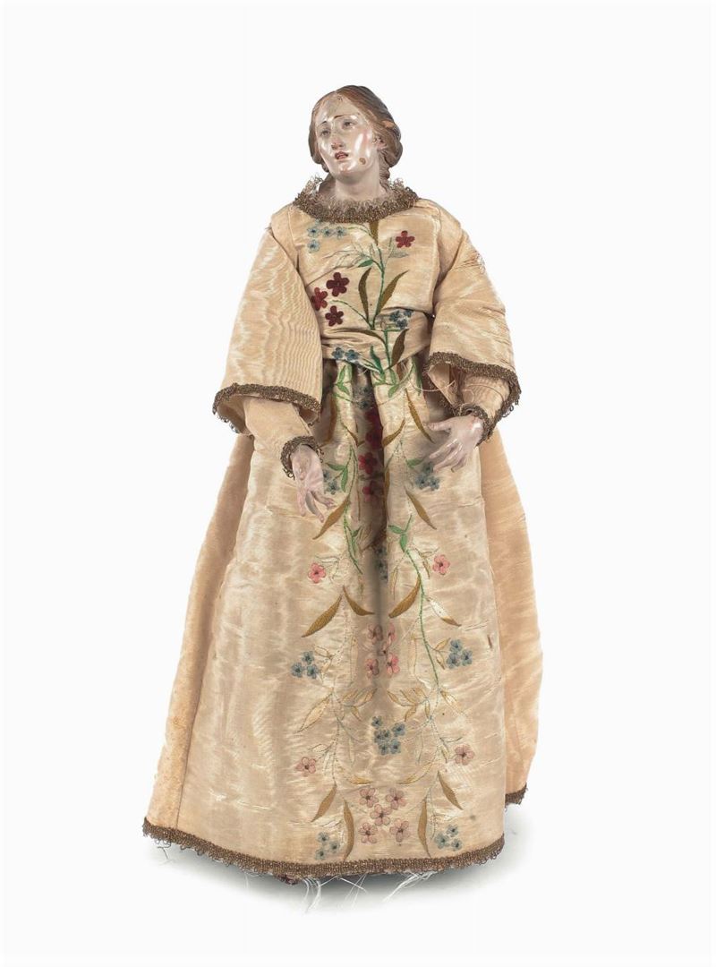 Statuina da presepe raffigurante dama in abito, XVIII secolo  - Asta Eredità Emilio Bruzzone - I - Cambi Casa d'Aste