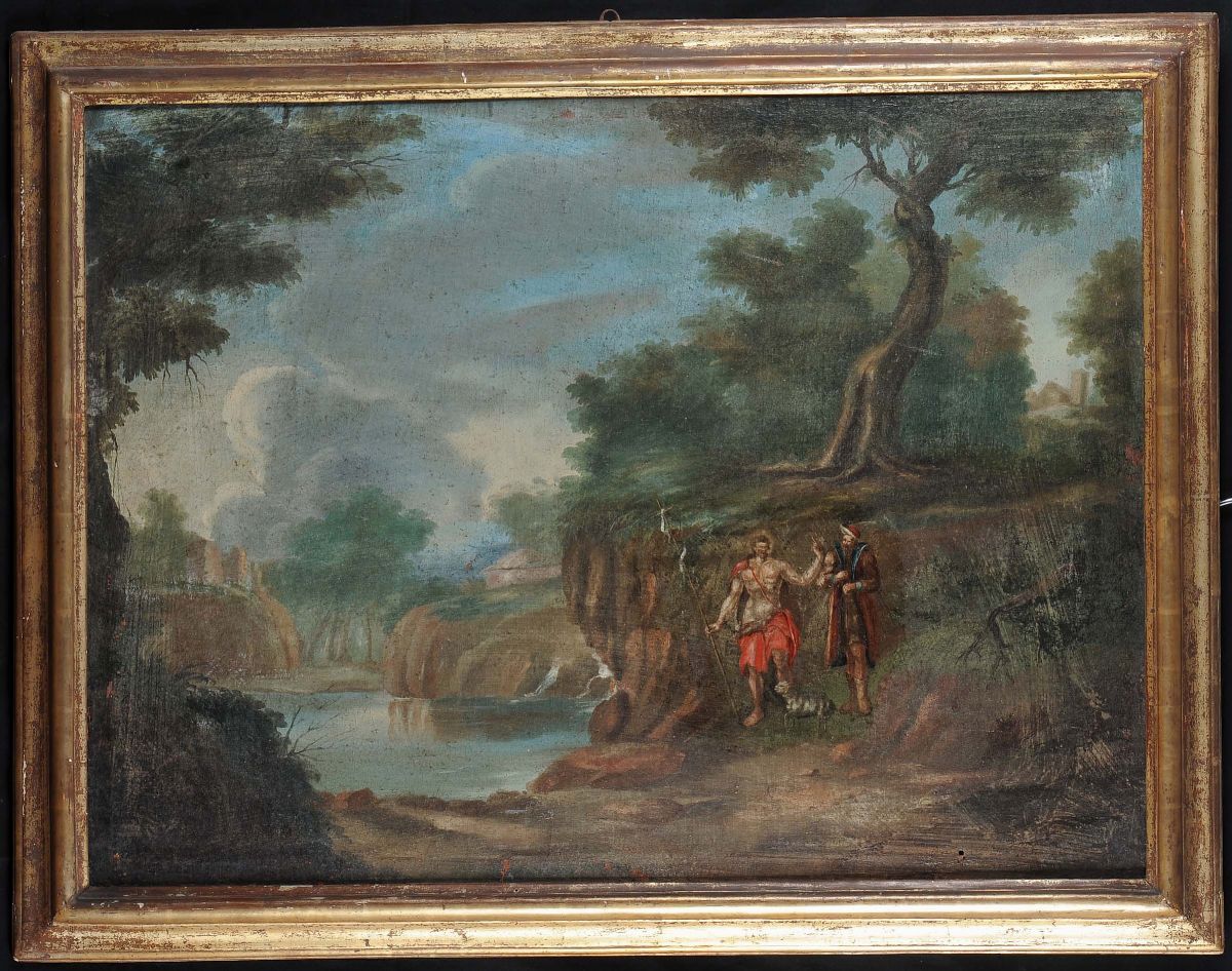 Scuola del XVIII Secolopaesaggi con Figure e Santi
