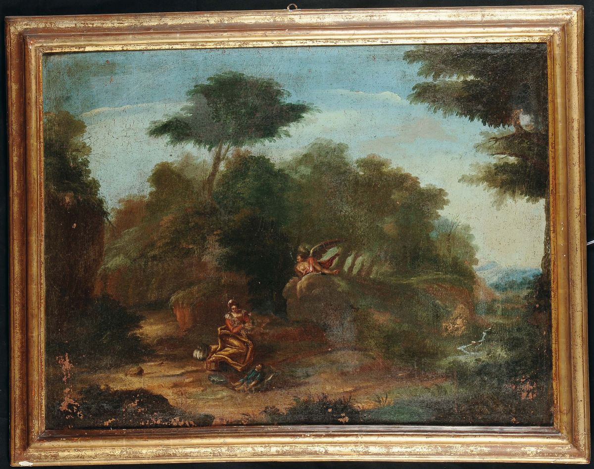 Scuola del XVIII Secolopaesaggi con Figure e Santi