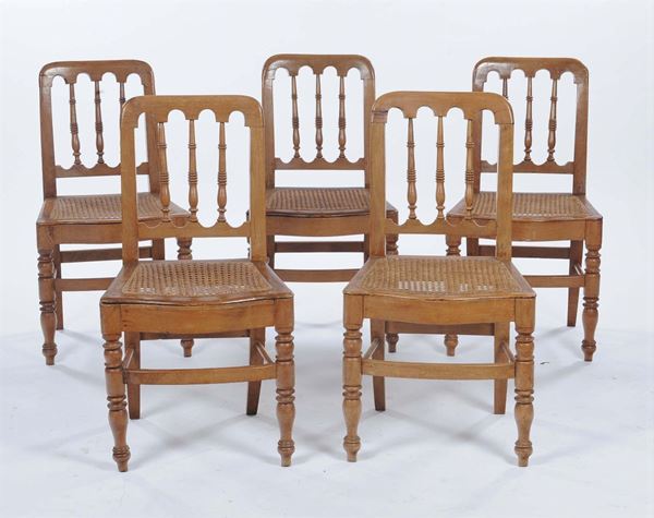 Cinque sedie in noce, XIX secolo
