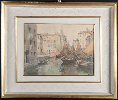 Vittorio Nattino (1890-1971)barche a Riposo