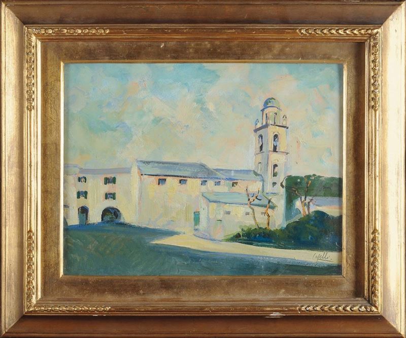 Giuseppe Caselli (1893-1976), attribuito a La vecchia chiesa Migliarina  - Asta Dipinti del XIX e XX secolo - Cambi Casa d'Aste