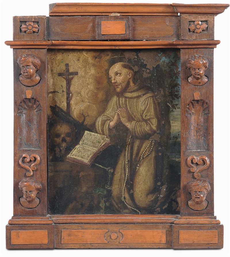 Scuola del XVII secolo Santo in preghiera  - Auction Antique and Old Masters - II - Cambi Casa d'Aste